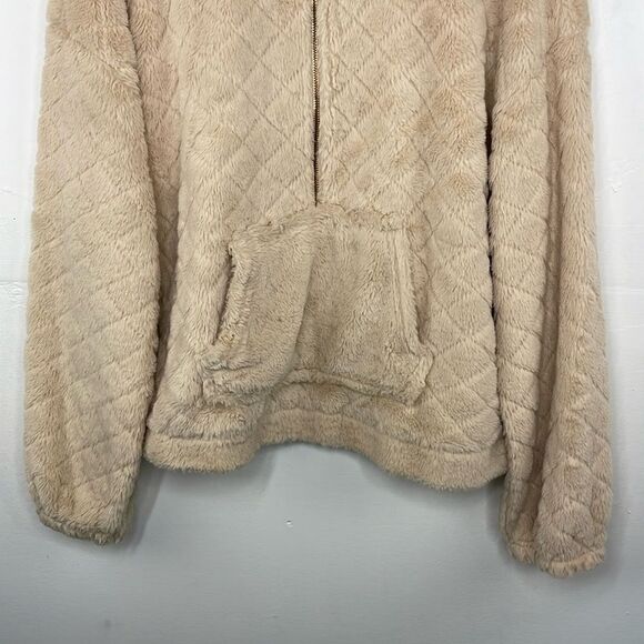 No Boundaries Faux Fur Pullover Sweatshirt Long Sleeve 1/2 zipper XXL - Picture 3 of 13